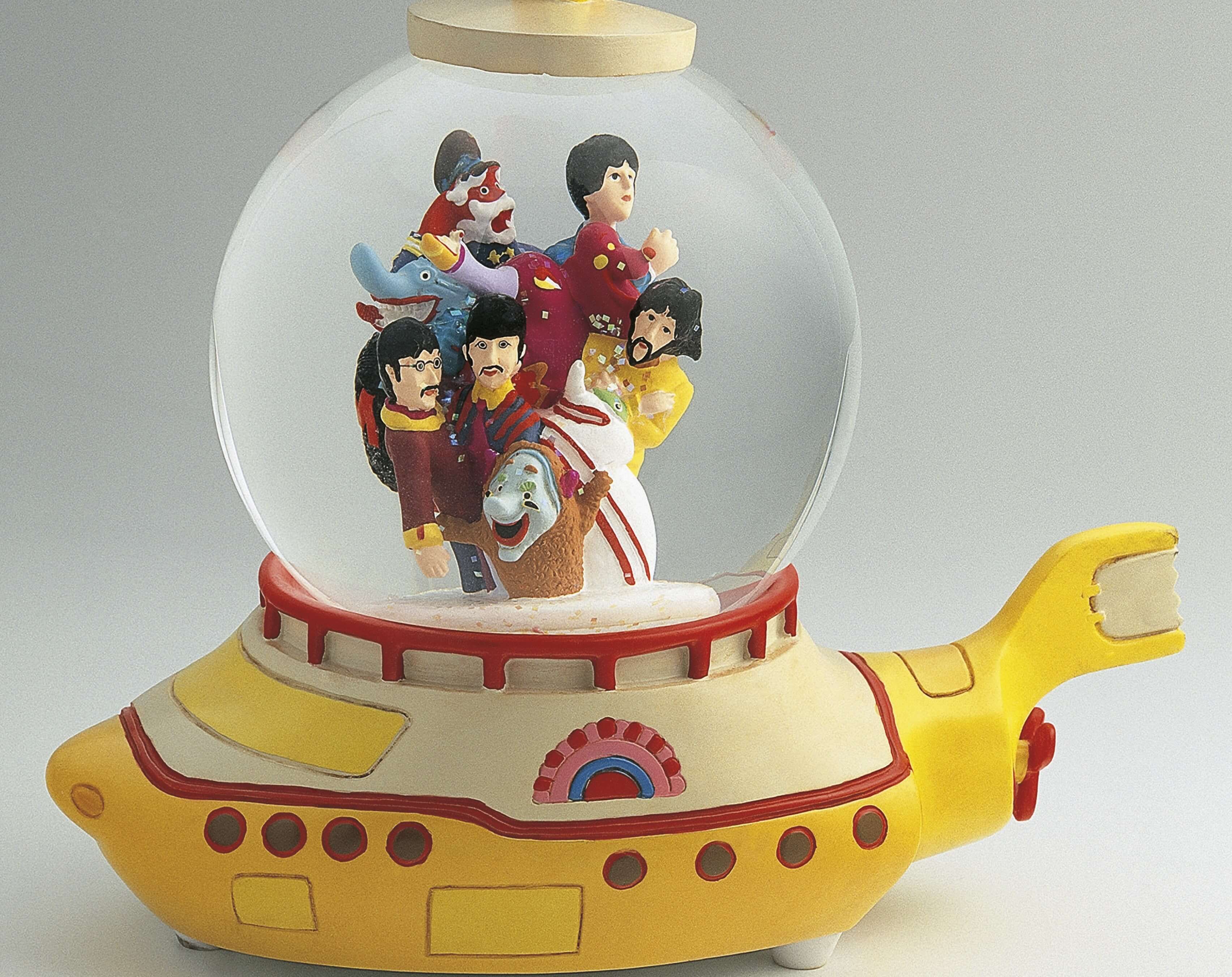 A snow globe advertising The Beatles' 'Yellow Submarine'