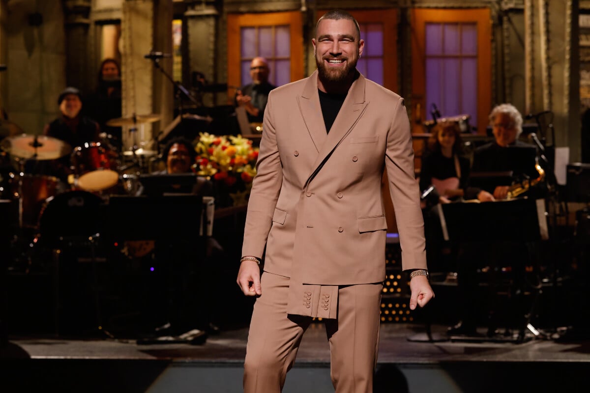 Saturday Night Live Host Travis Kelce during the Monologue on Saturday, March 4, 2023