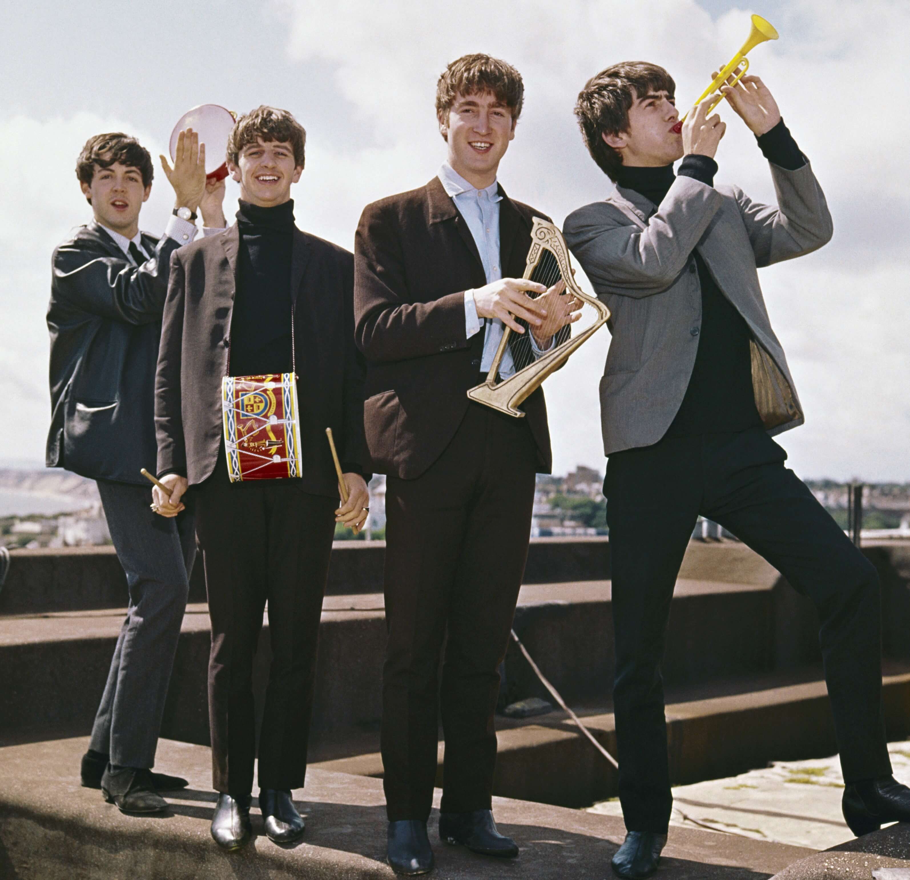 The Beatles on a roof