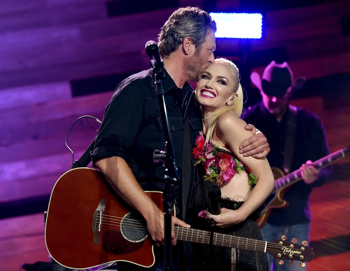 Blake Shelton and Gwen Stefani perform on the Honda Stage at the iHeartRadio Theater on May 9, 2016 in Burbank, California