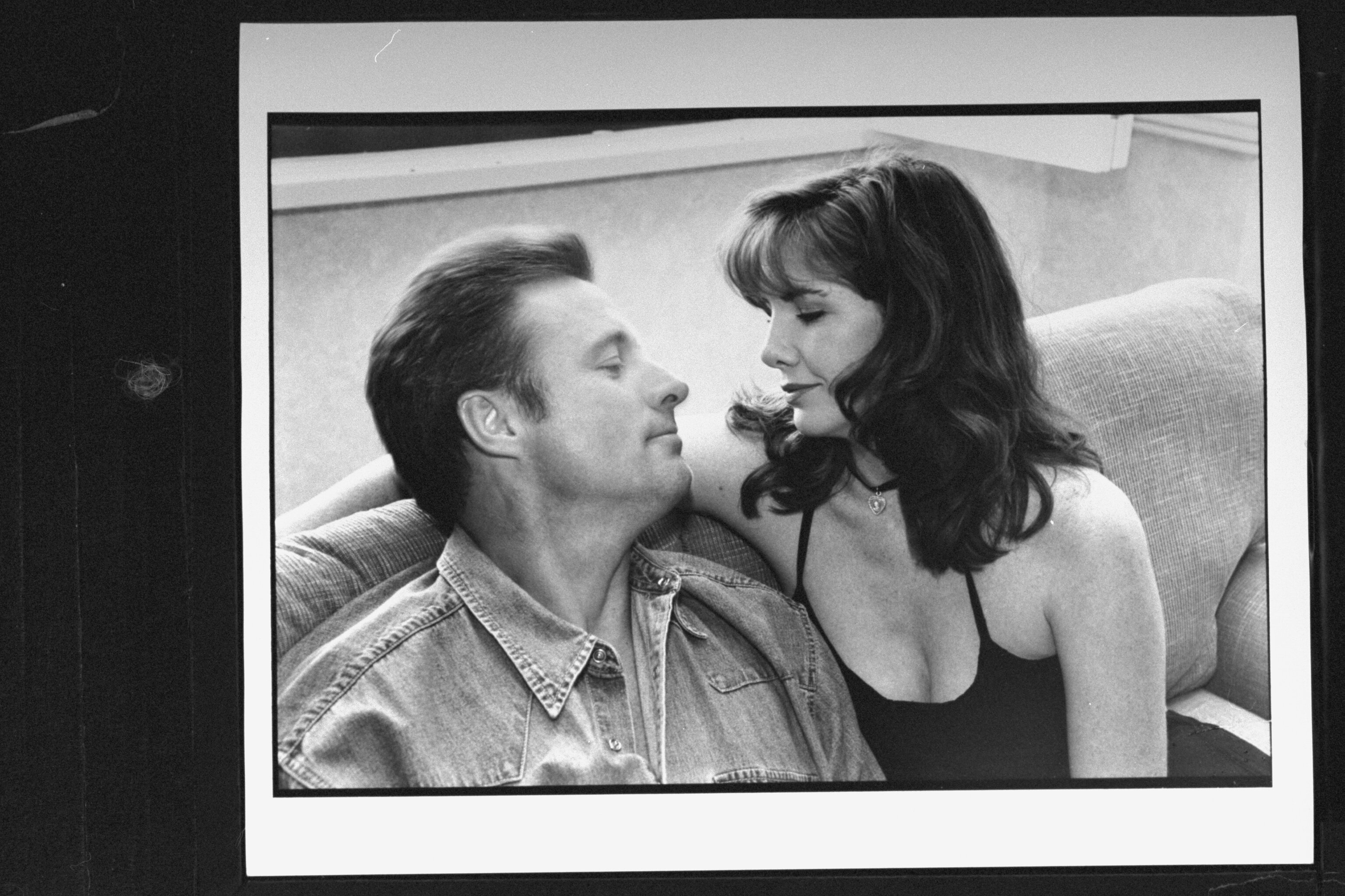 Bruce Boxleitner and Melissa Gilbert shot in black and white.
