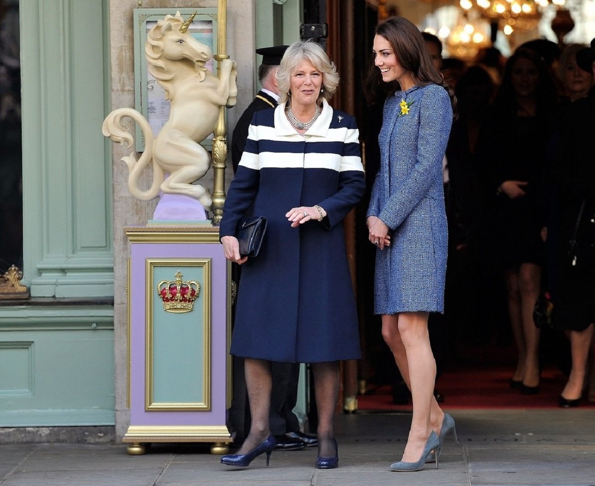 Camilla Parker Bowles and Kate Middleton depart the Fortnum and Mason Store in London while wearing heels which Zara Tindall struggles to wear