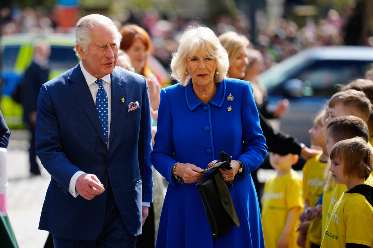 Britain's King Charles III and Camilla Parker Bowles, the Queen Consort arrive to visit Liverpool Central Library, to officially mark the Library's twinning with Ukraine's first public Library, the Regional Scientific Library in Odesa, in Liverpool, Wednesday, April 26, 2023 
