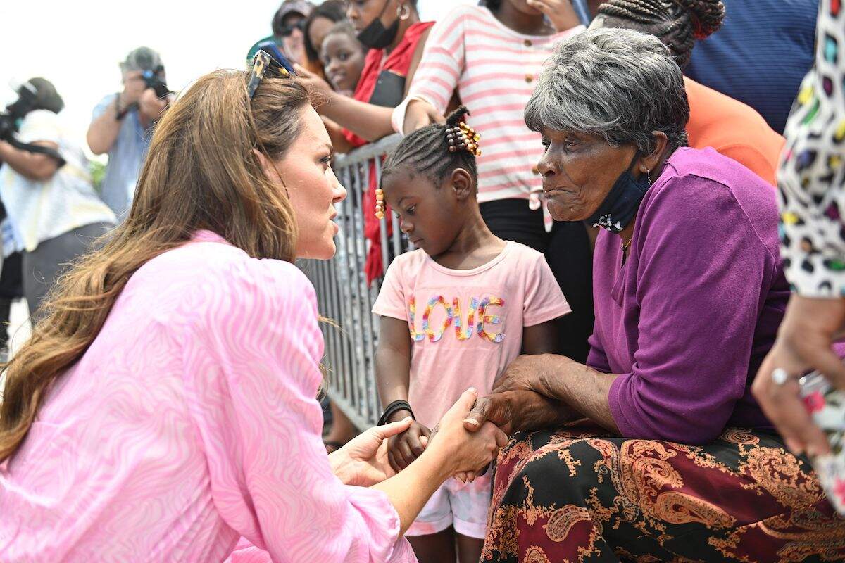 Kate Middleton talks to locals in Great Abaco, Bahamas