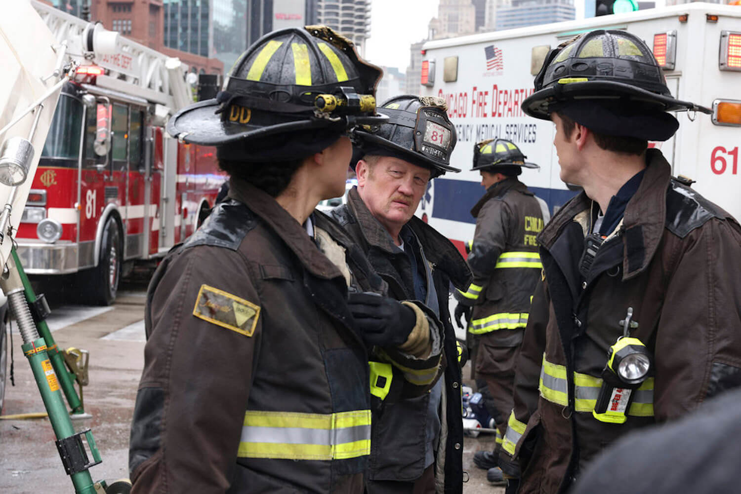 Firefighters speaking to Mouch in the 'Chicago Fire' Season 11