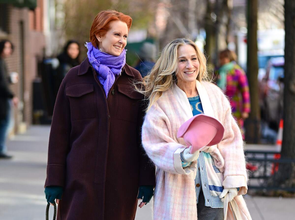 Cynthia Nixon and Sarah Jessica Parker are seen on the set of "And Just Like That..." Season 2