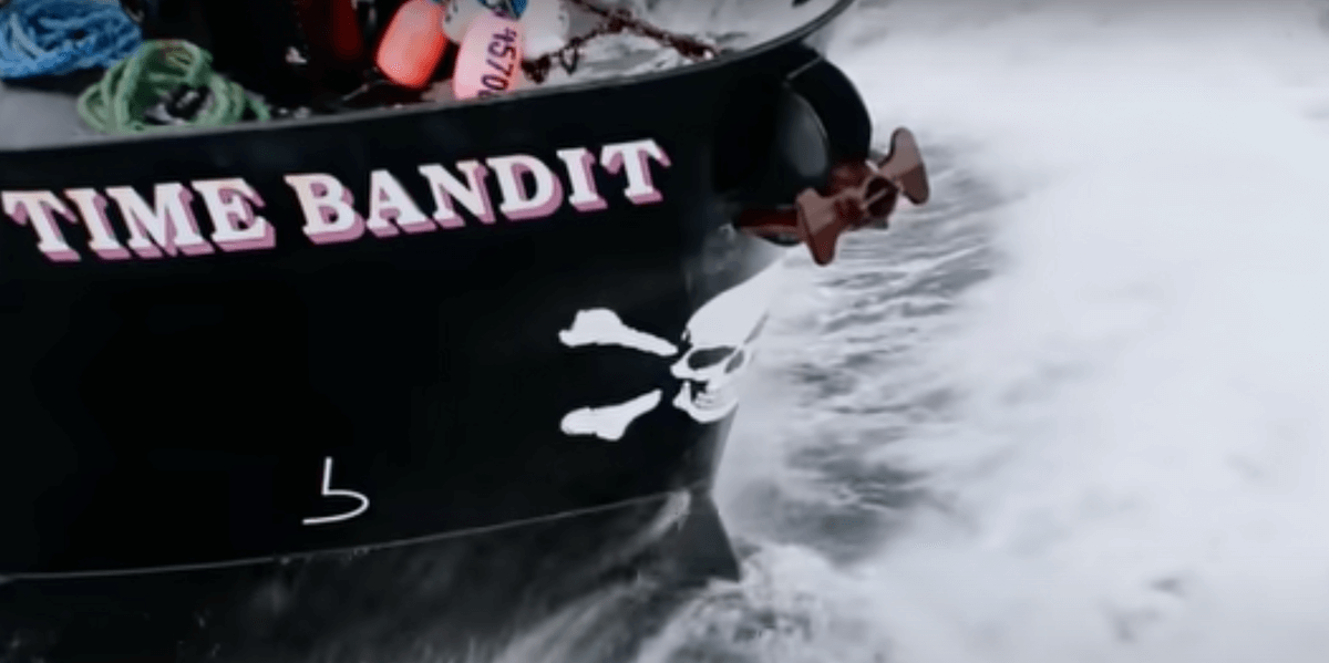 The F/V Time Bandit crashing through waves on Discovery Channel's 'Deadliest Catch'