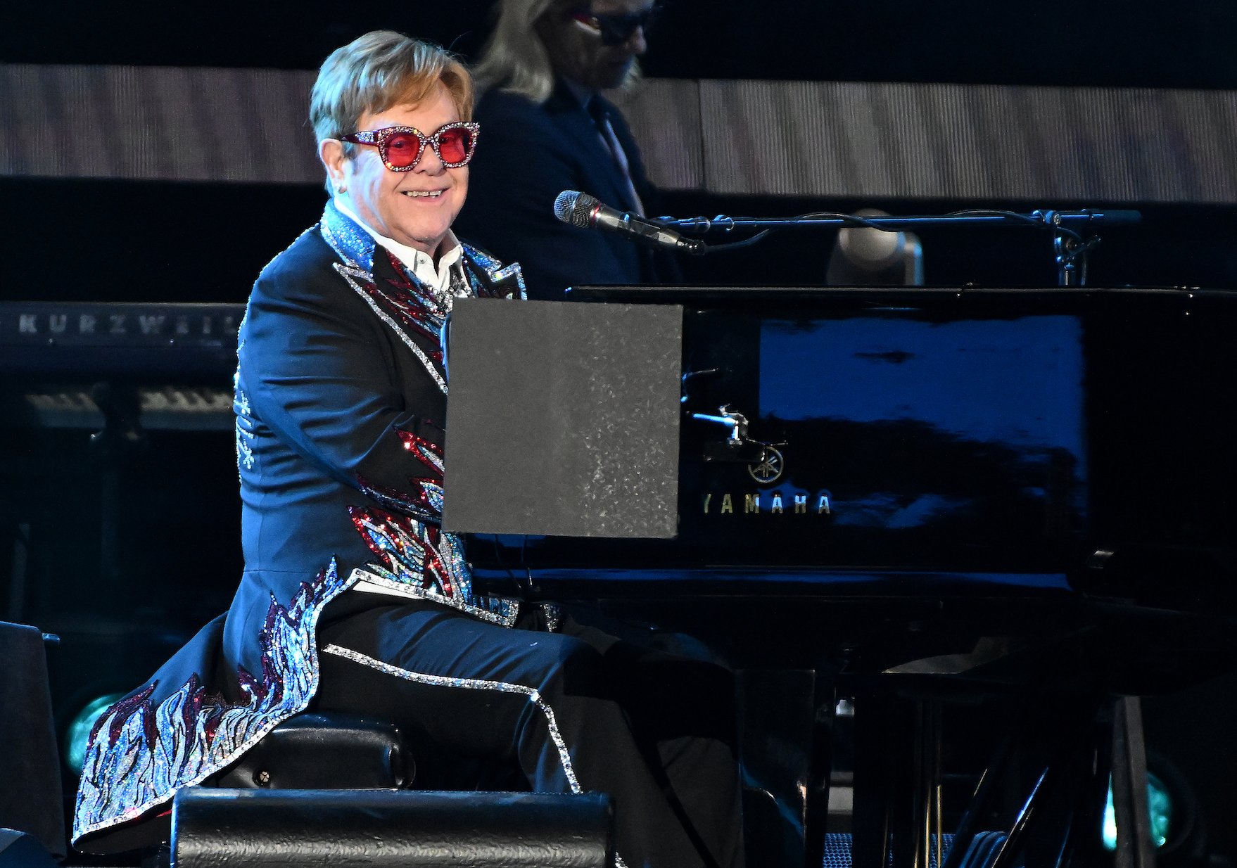 Elton John performs at Dodger Stadium during his farewell tour