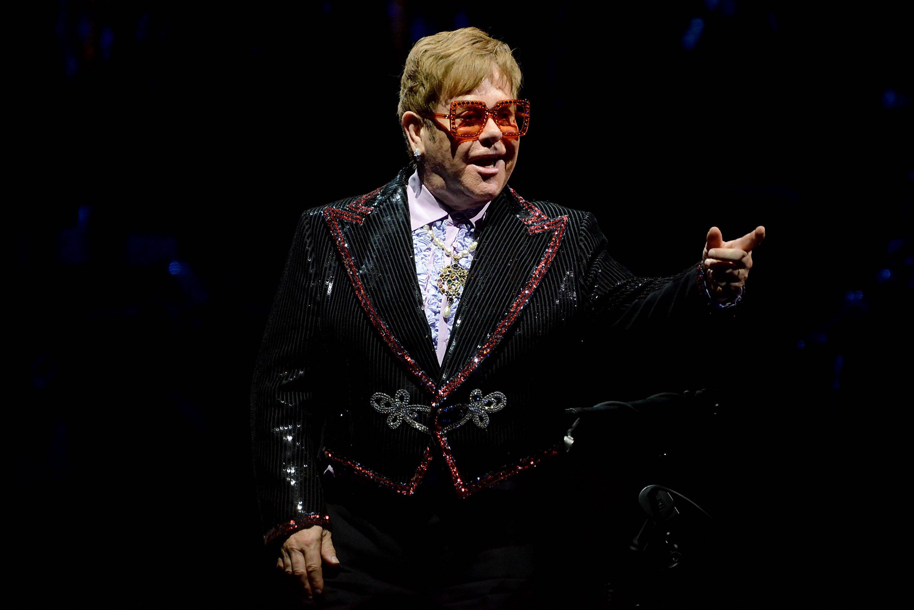Elton John in concert at Nassau Veterans Memorial Coliseum in Uniondale, New york, in 2018