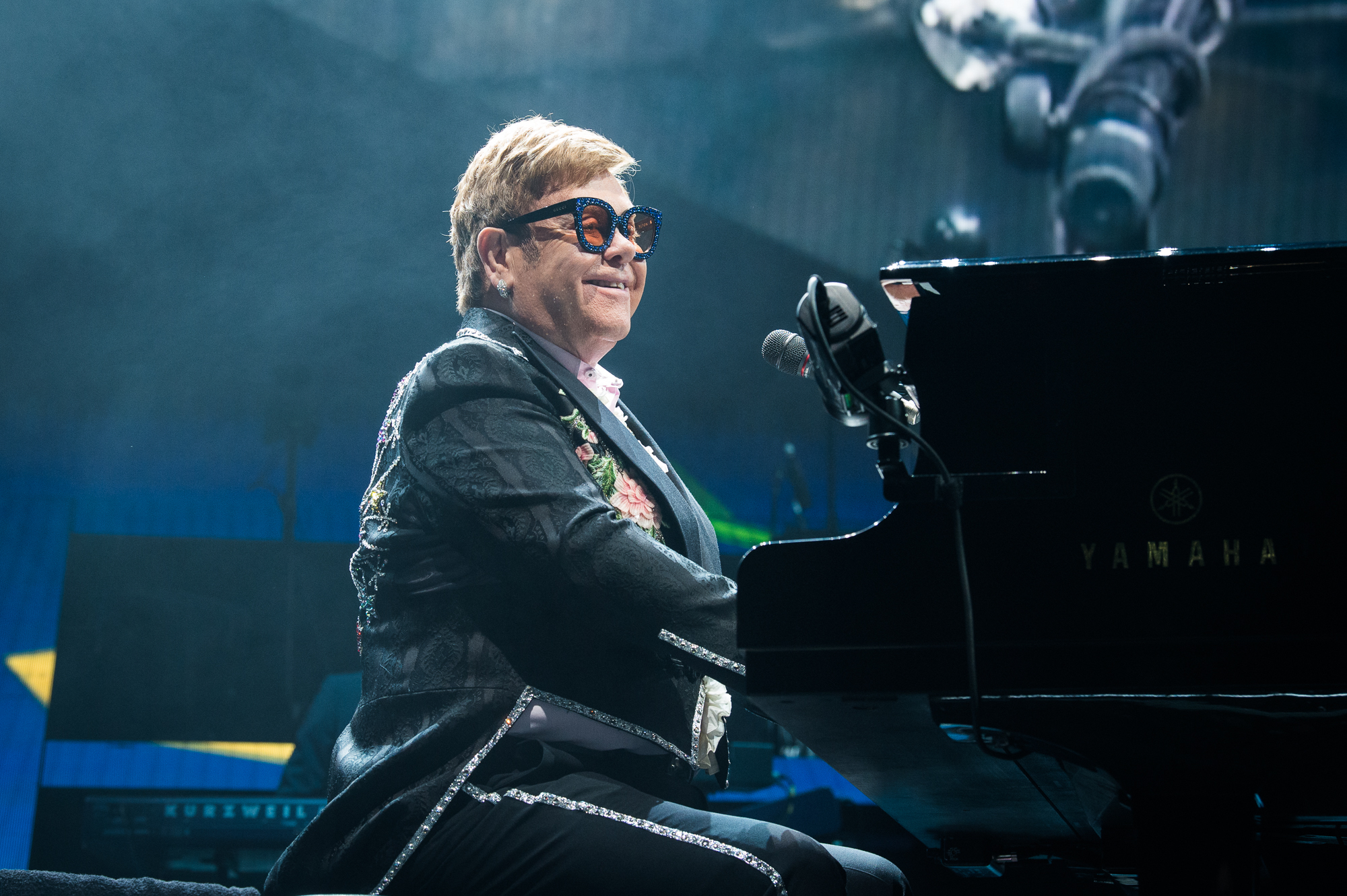 Elton John performs during the Farewell Yellow Brick Road tour in Paris, France