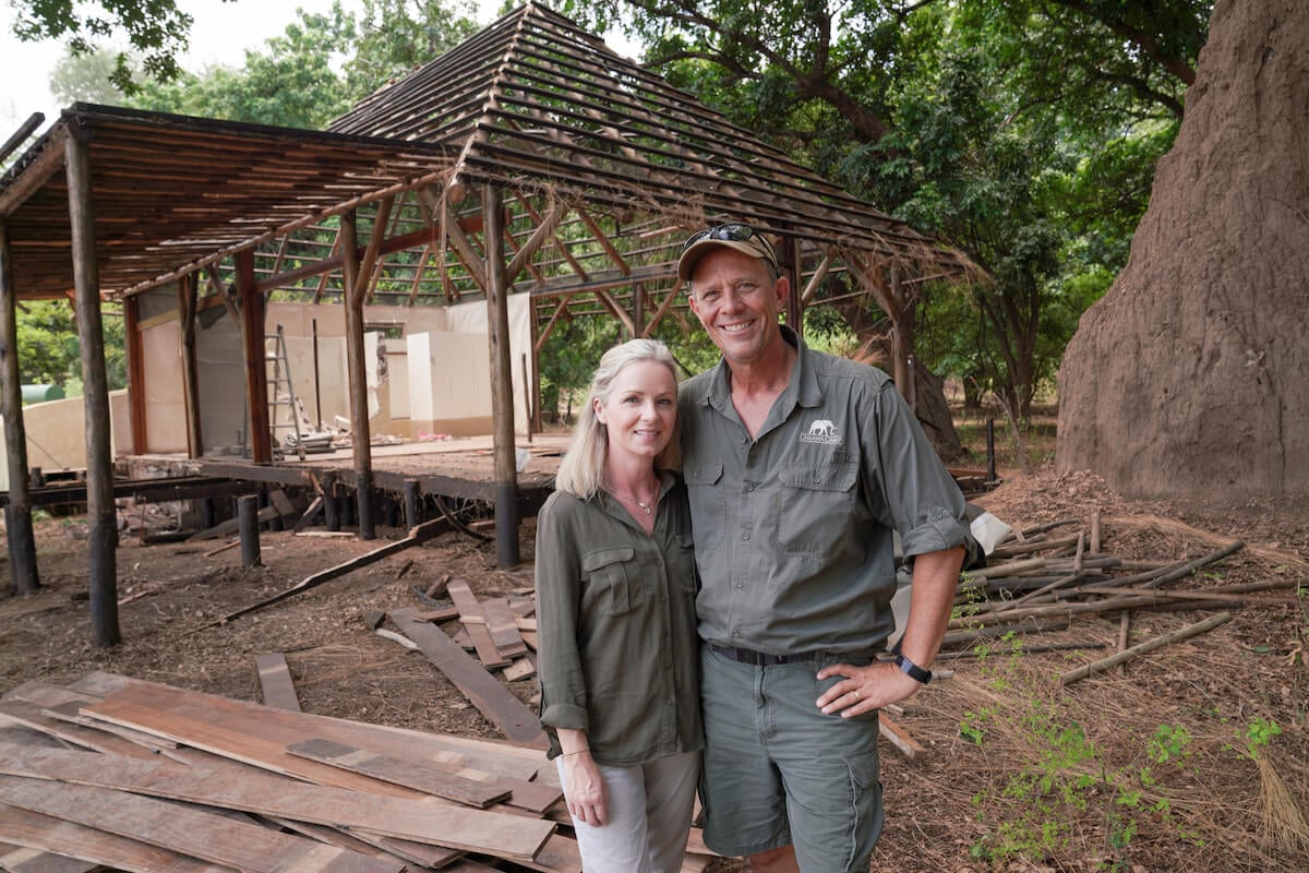Lynsey Cumings and Grant Cumings of HGTV's 'Renovation Wild' outside their resort