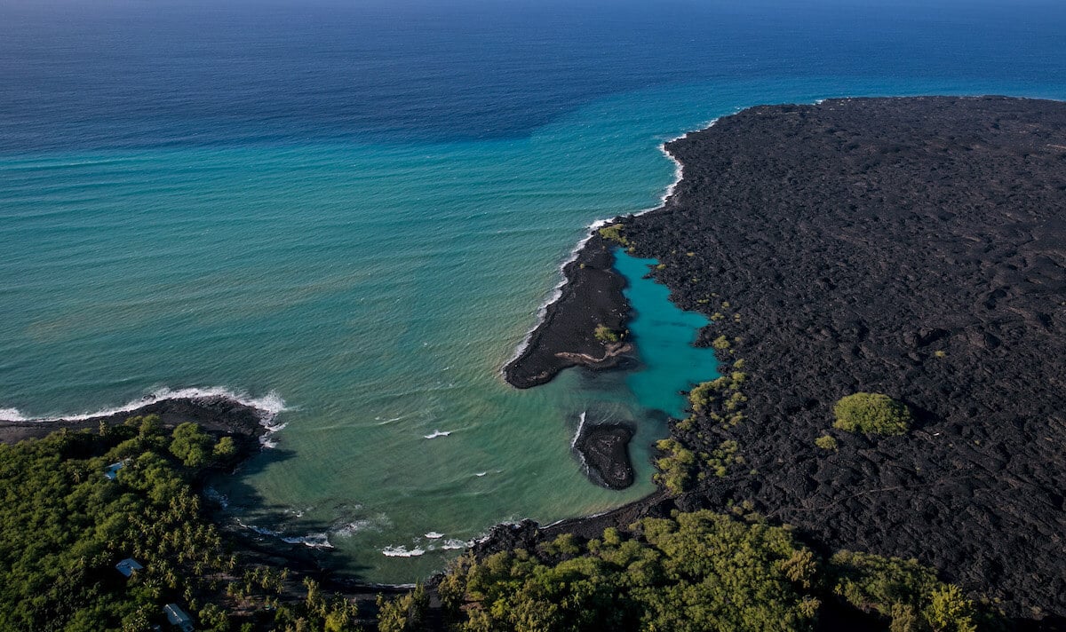 Aerial view of the Kona Coast in Hawaii