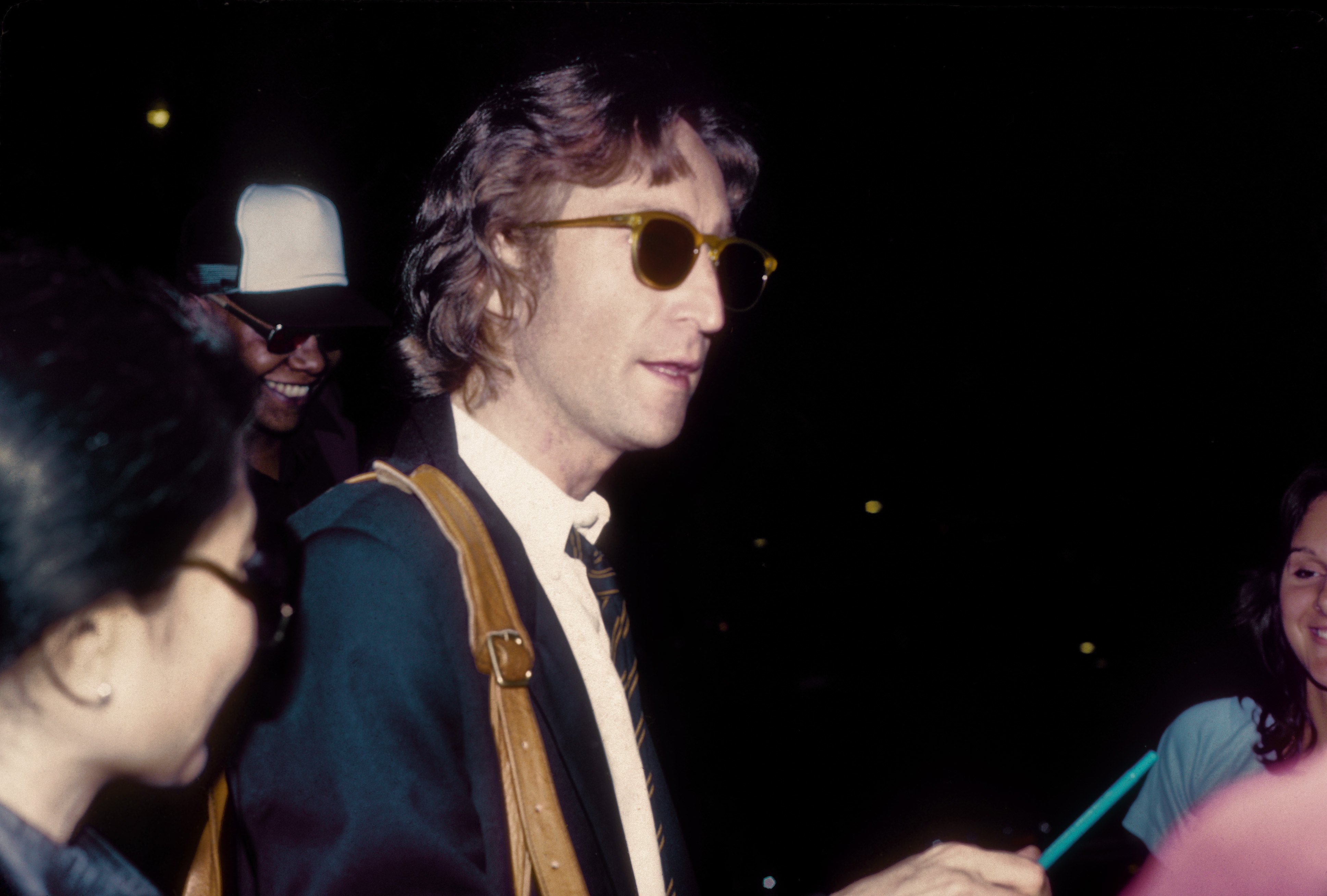 John Lennon outside of a Times Square recording studio in New York City