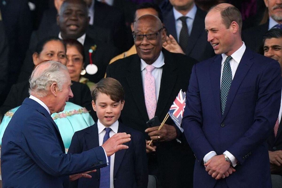 King Charles, who appeared in a coronation portrait with Princes William and George, stands with Prince William and Prince George at the coronation concert