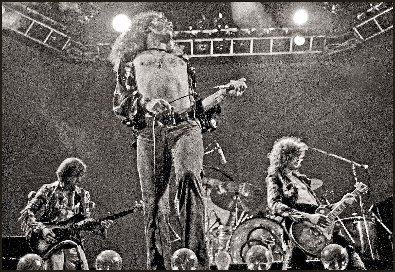 Led Zeppelin perform at Earls Court in London in 1975