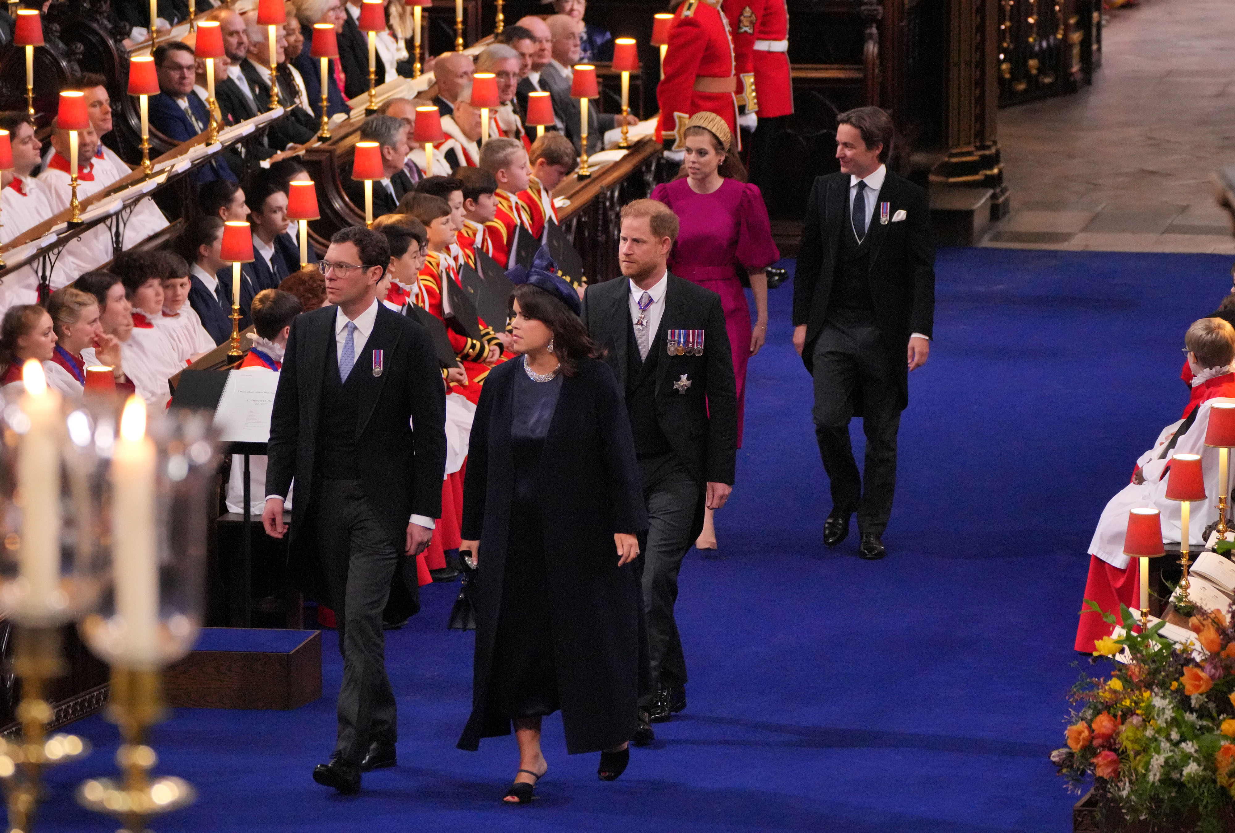 Members of the royal family arrive to attend the Coronation of King Charles III and Queen Camilla