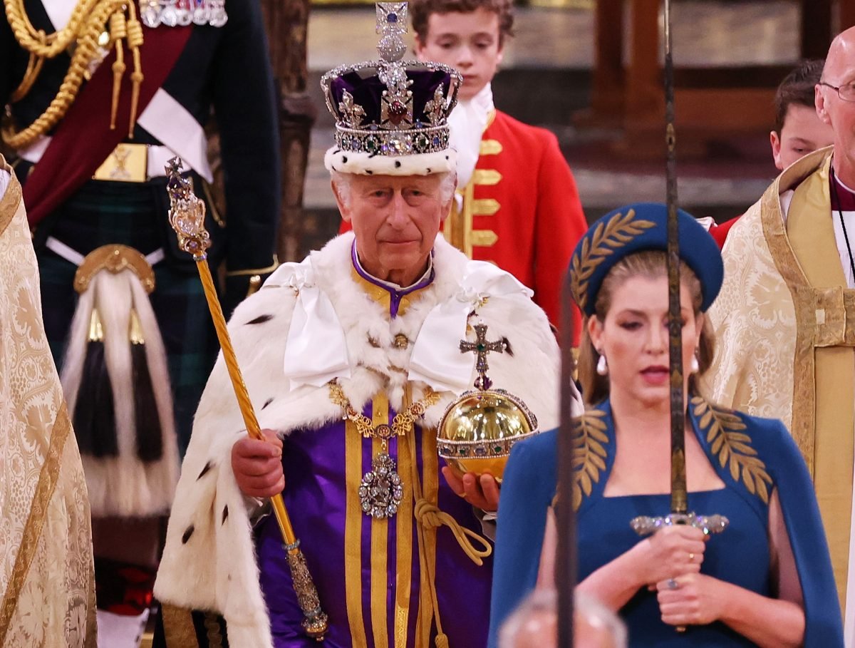 Penny Mordant carries sword as King Charles III leaves coronation ceremony
