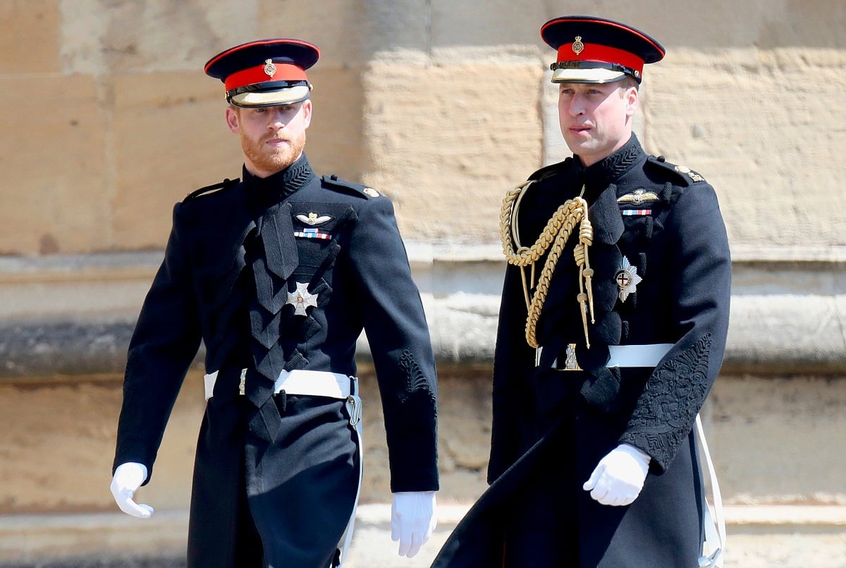Prince Harry arriving at Windsor Castle with his brother, Prince William, ahead of wedding to Meghan Markle