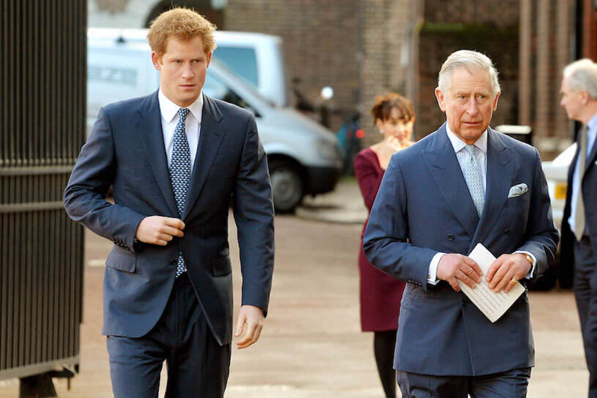 Prince Harry, who referenced 'Tampongate' in a witness statement, walks with King Charles III