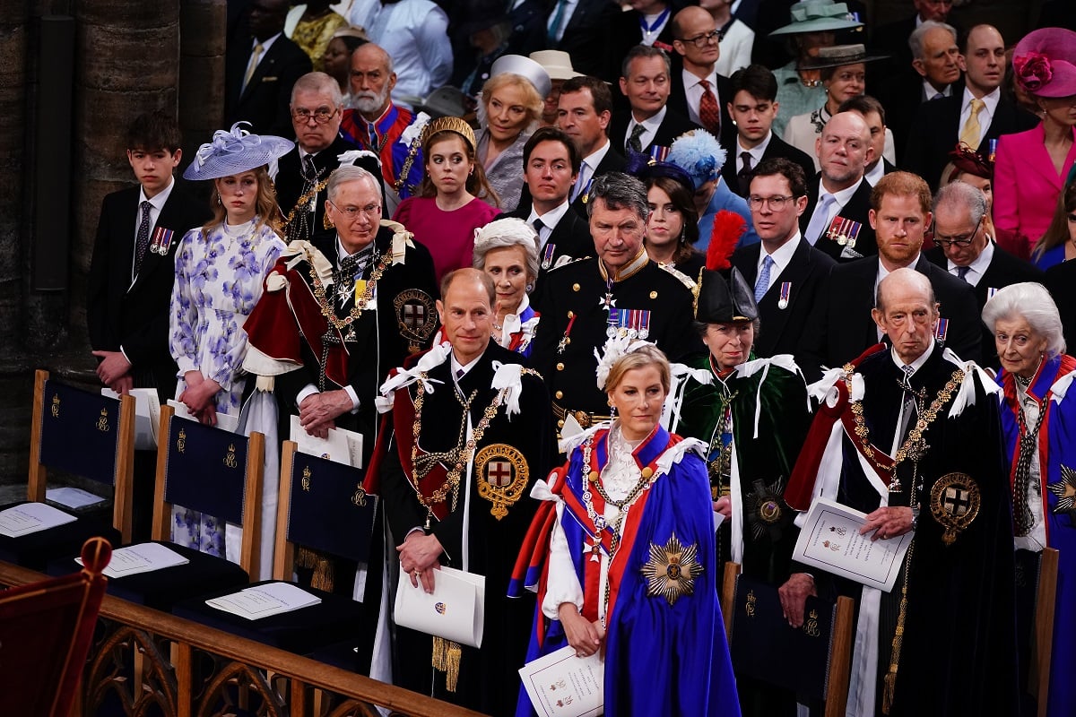 Prince Harry with other members of the royal family in the third row at King Charles III's coronation