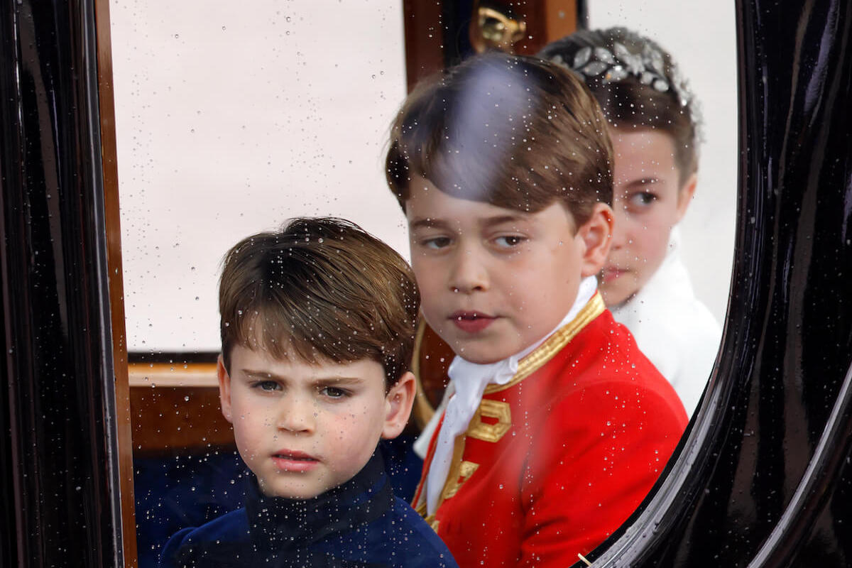 Prince Louis, Prince George, and Princess Charlotte, who King Charles III wants to grow up to have the 'confidence' to marry whomever they want, look on