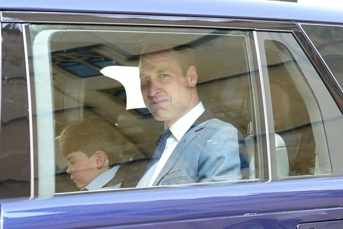 Prince Louis and Prince William leaving Westminster Abbey in central London following a rehearsal for the coronation of King Charles III