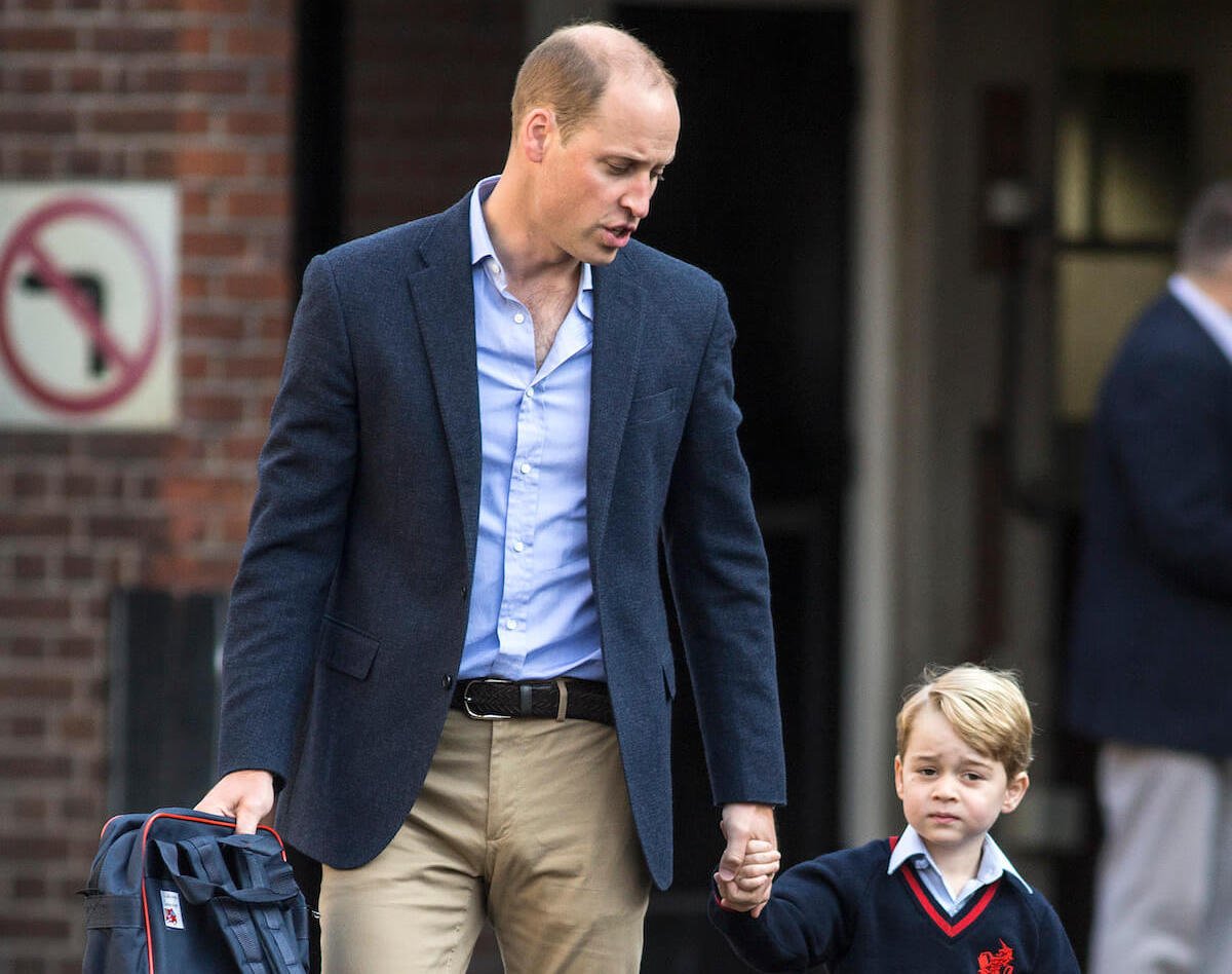 Prince William, who explained cameras, according to a lip reader, walks with Prince George on his first day of school