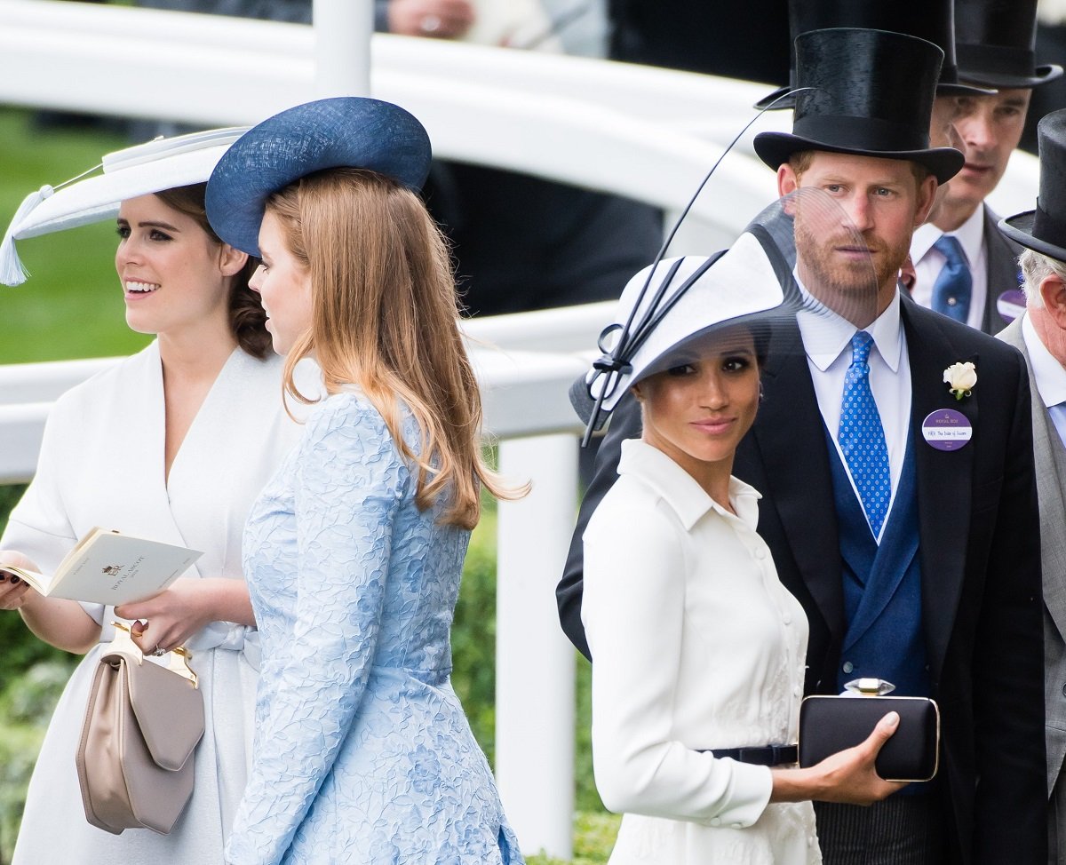 Princess Eugenie, Princess Beatrice, who have astonished the Sussexes by hanging out with Piers Morgan, with Prince Harry, and Meghan Markle at Royal Ascot Day 1 at Ascot Racecourse in 2018