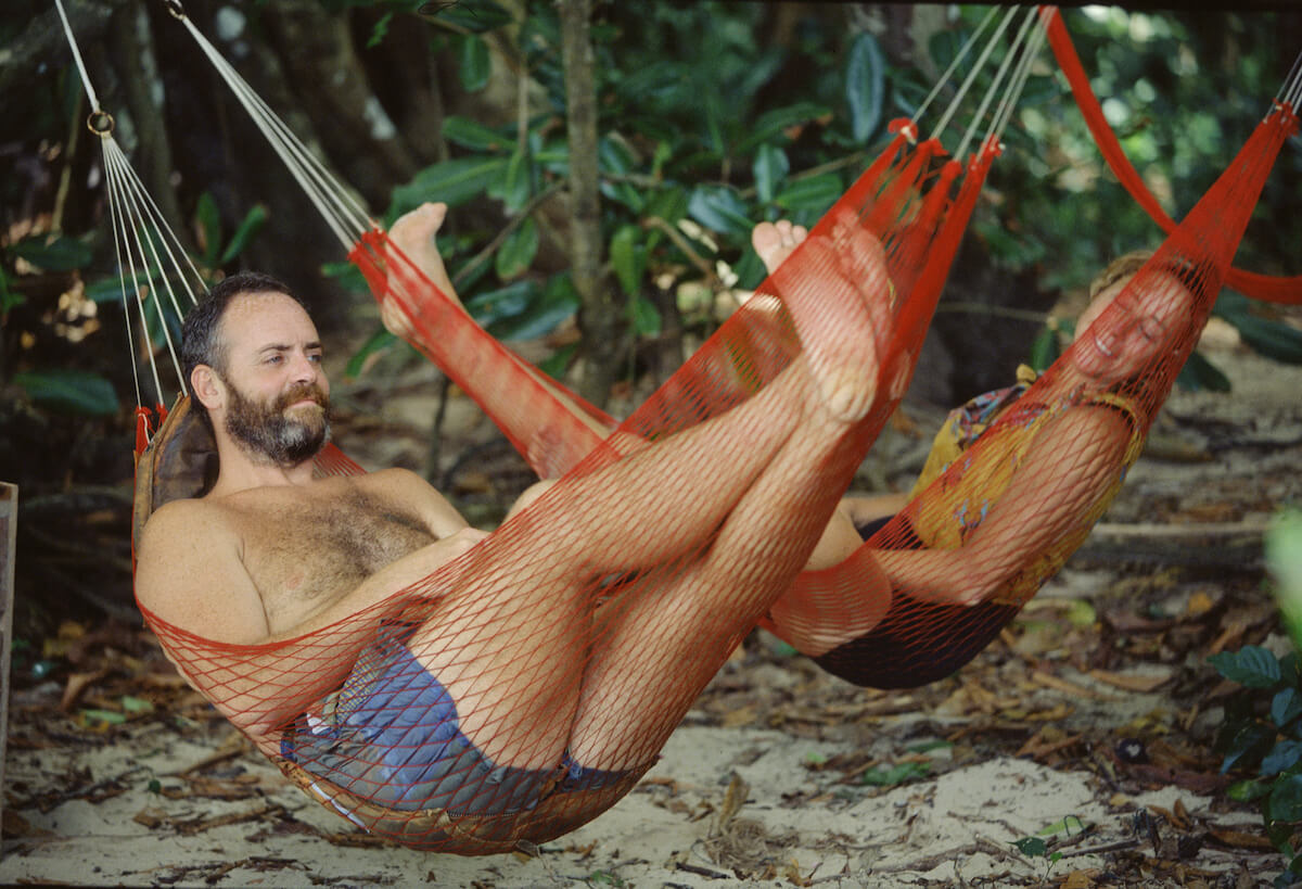 'Suvivor' Season 1 cast member Richard Hatch in a hammock. Hatch was later arrested and went to prison
