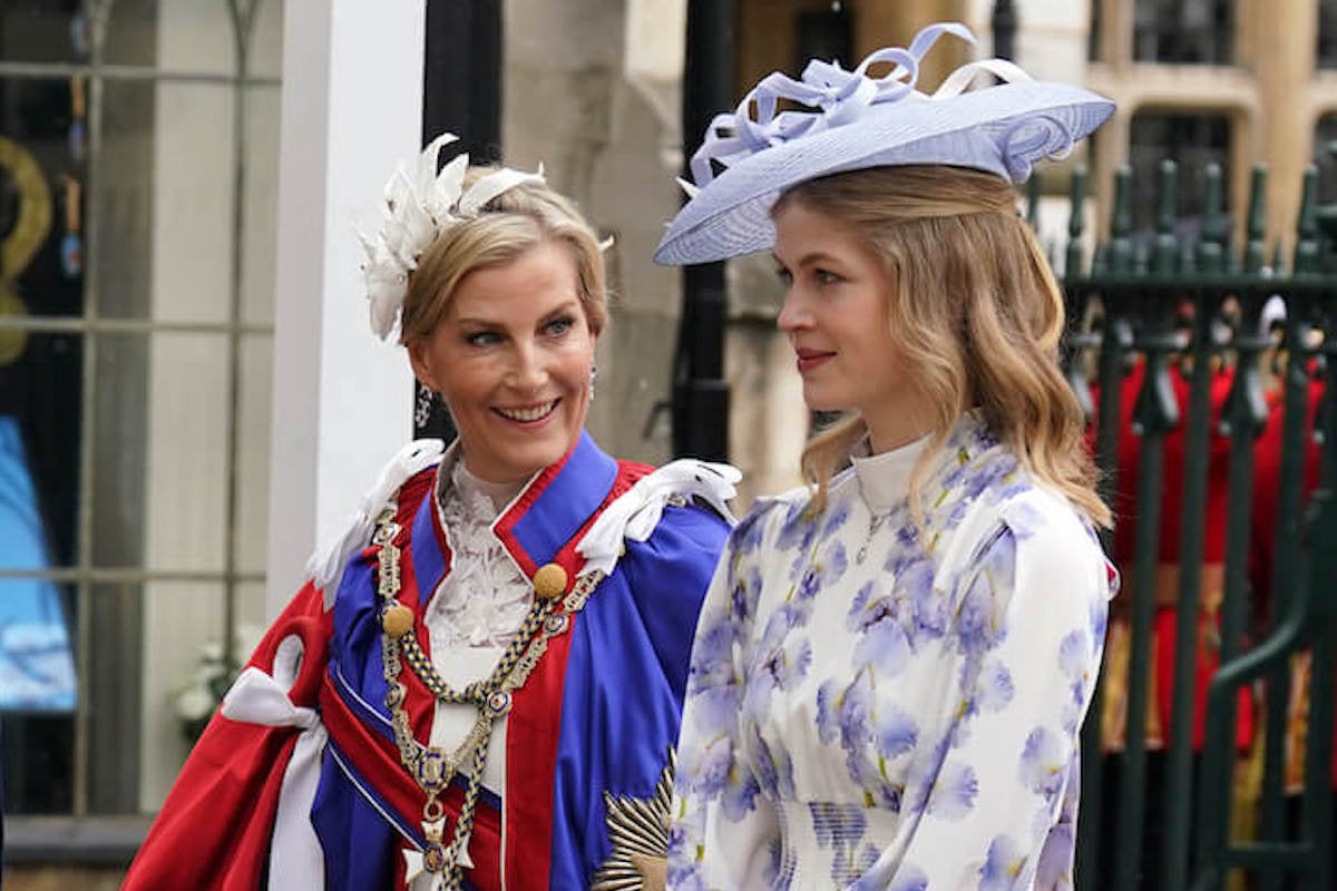 Lady Louise, whom a body language expert says doesn't have to look to her mother as a 'role model,' walks with Sophie, Duchess of Edinburgh