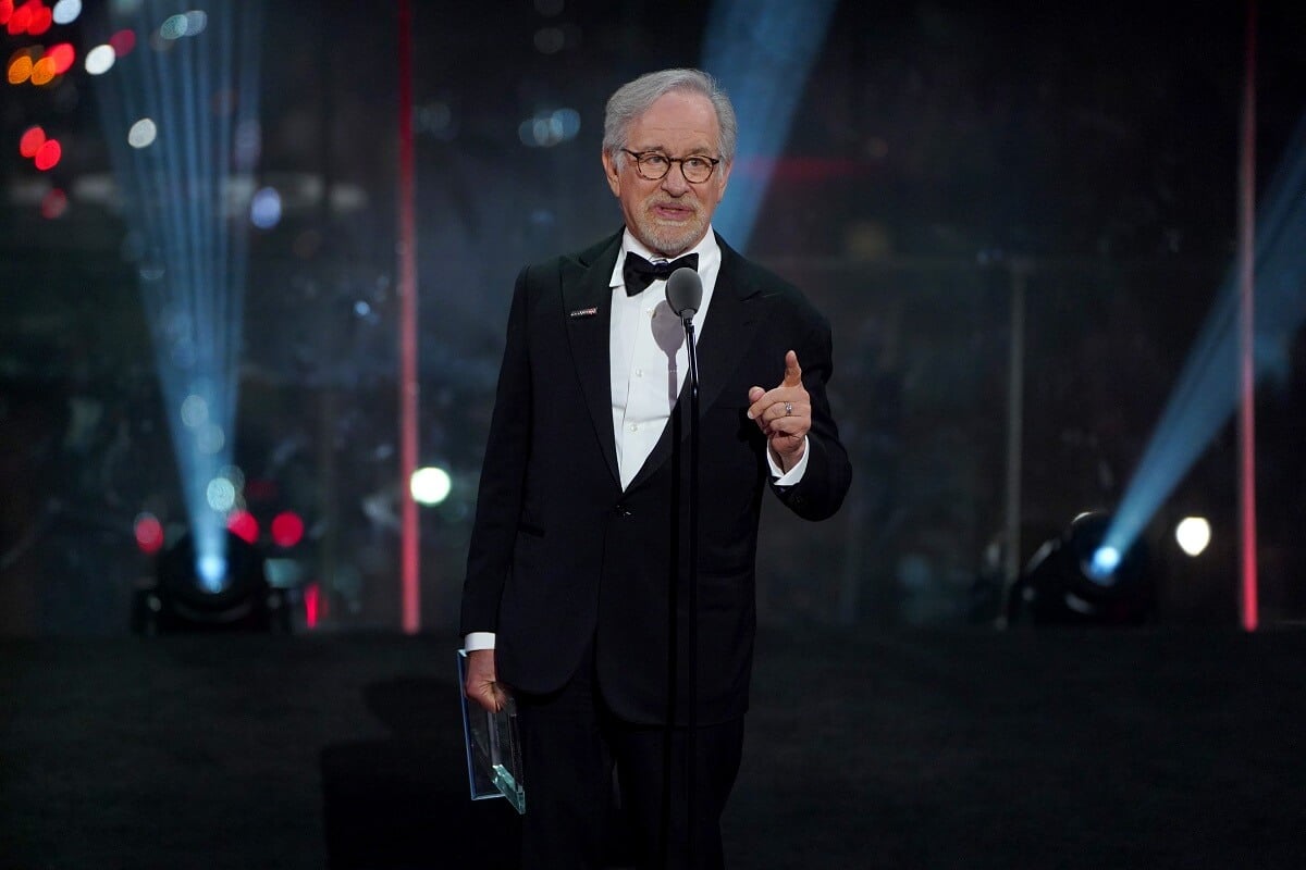 Steven Spielberg speaking at the 2023 Met Gala.