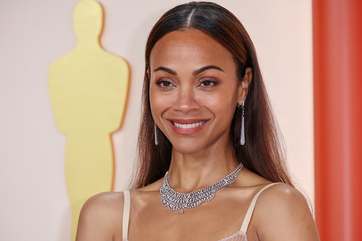 Zoe Saldana attending the 95th Academy Awards.