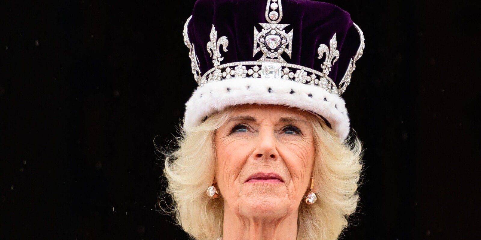 Camilla Parker Bowles wearing her crown during her coronation.