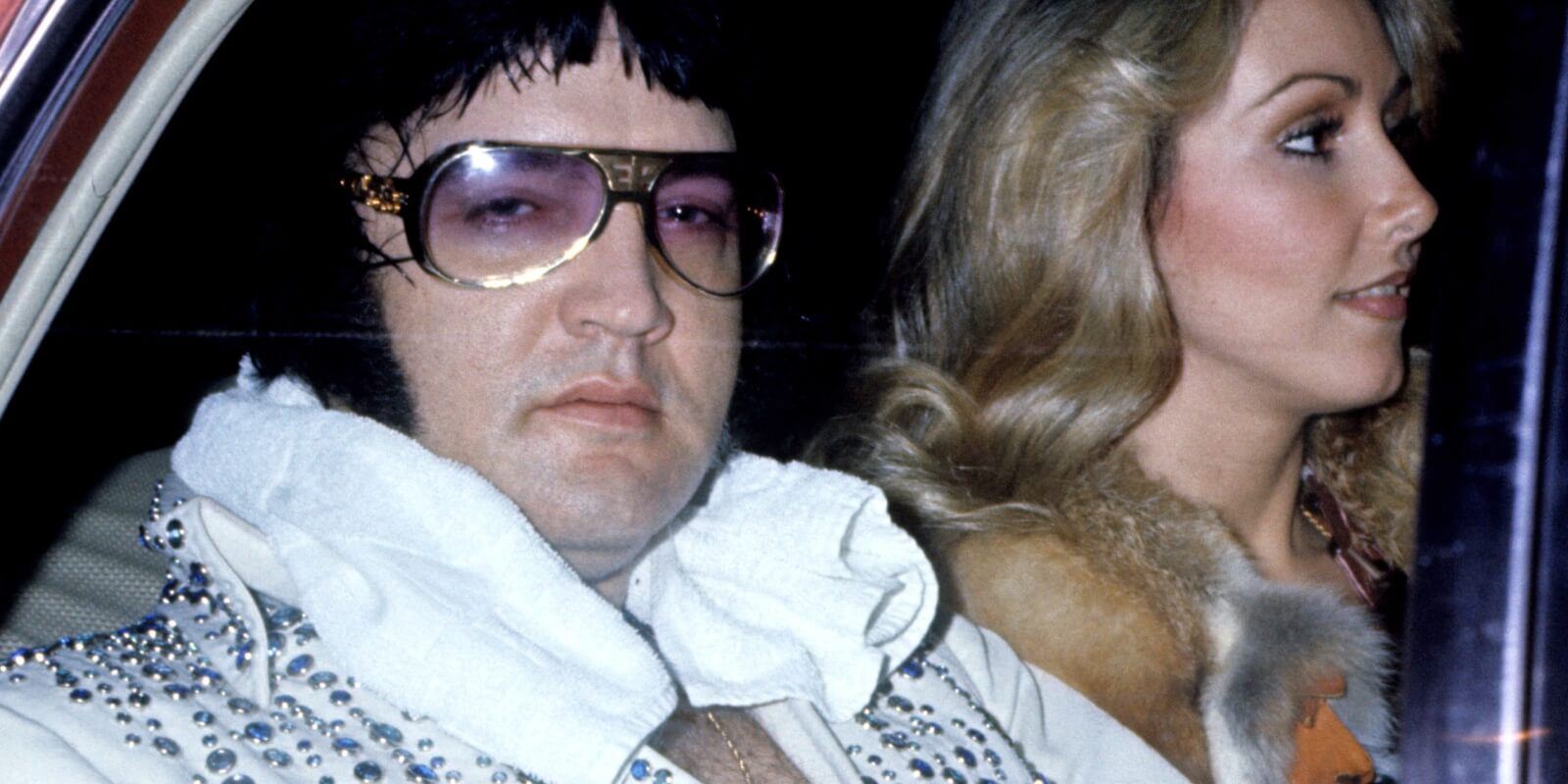 Elvis Presley and Linda Thompson photographed in March of 1976.