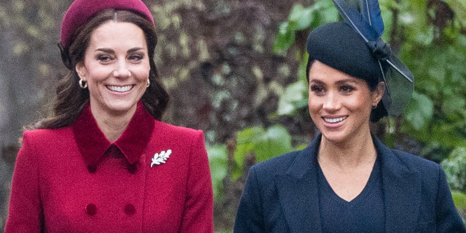 Kate Middleton and Meghan Markle during a Christmas walk after church in 2018.