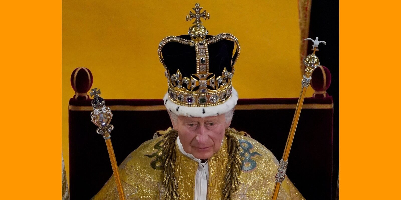 King Charles wearing St Edwards crown at his coronation.