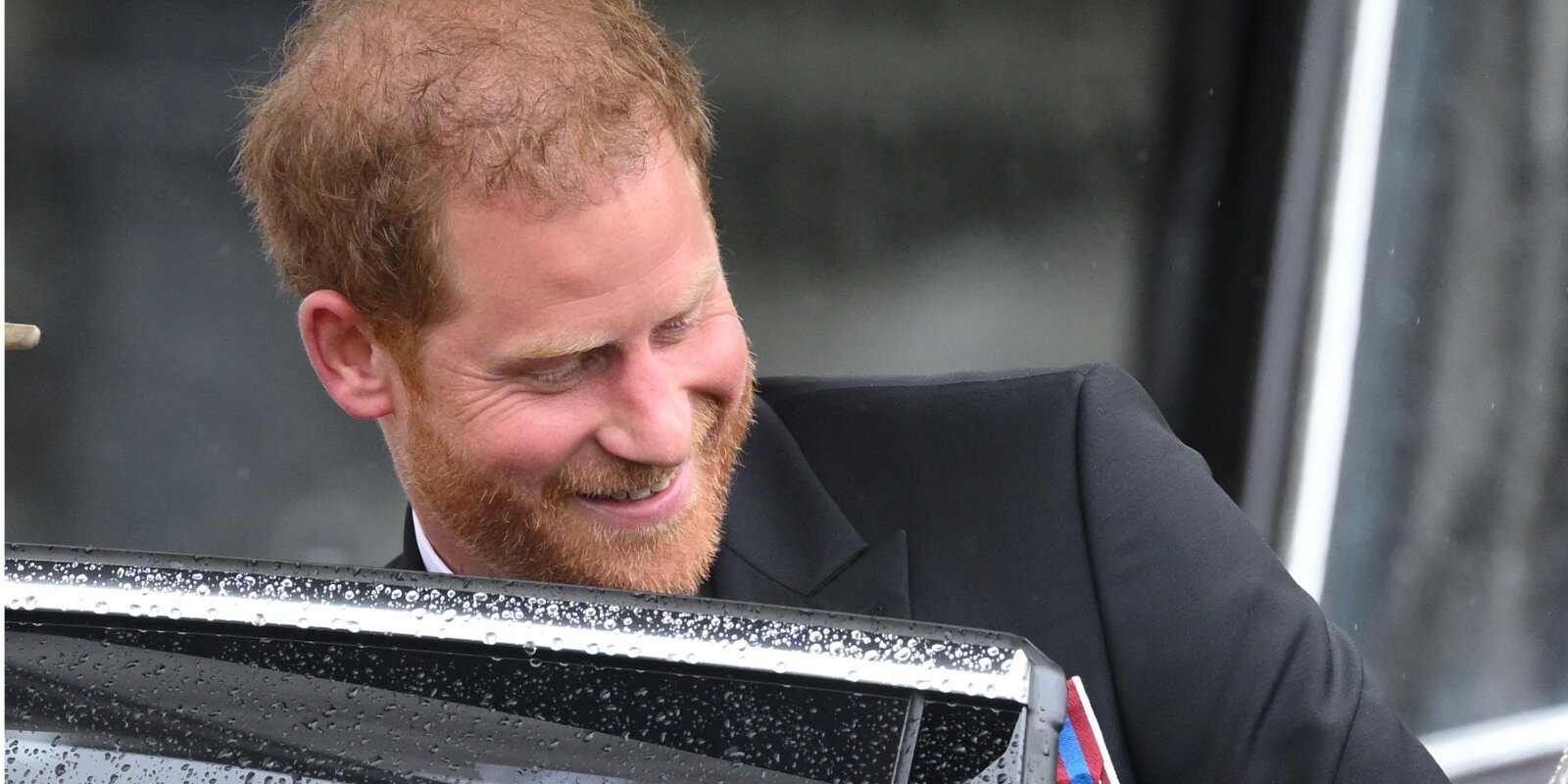 Prince Harry at the coronation of his father, King Charles.