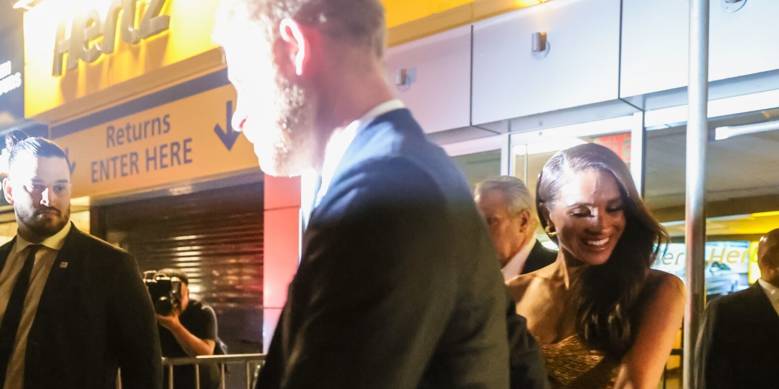 Prince Harry and Meghan Markle exit the Ziegfeld Ballroom in New York City on May 16, 2023.