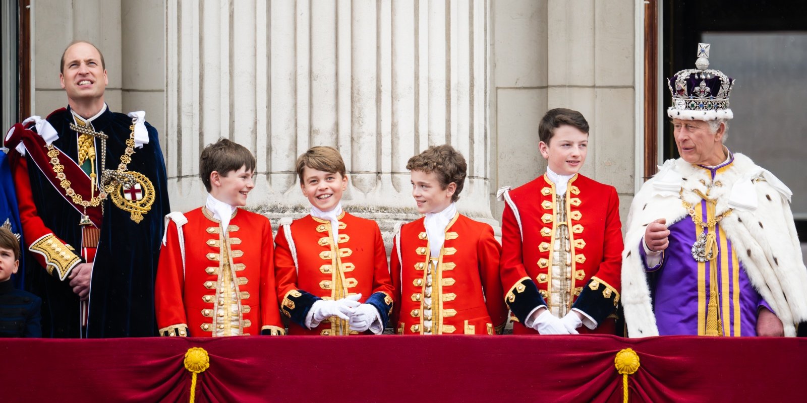 Prince William, King Charles, Prince George and other coronation pages at King Charles' investiture.
