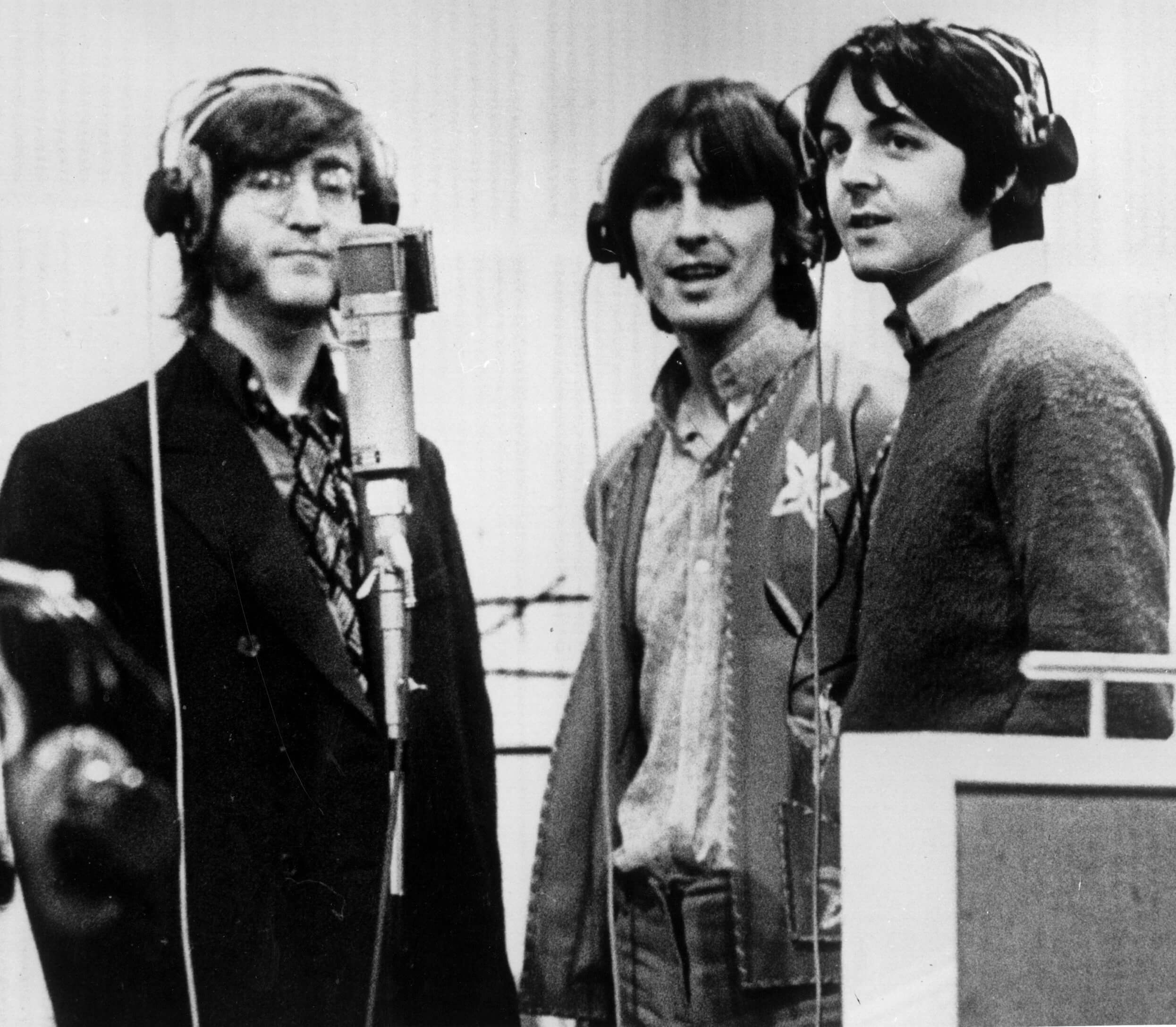 John Lennon, George Harrison, and Paul McCartney during The Beatles' "Michelle" era