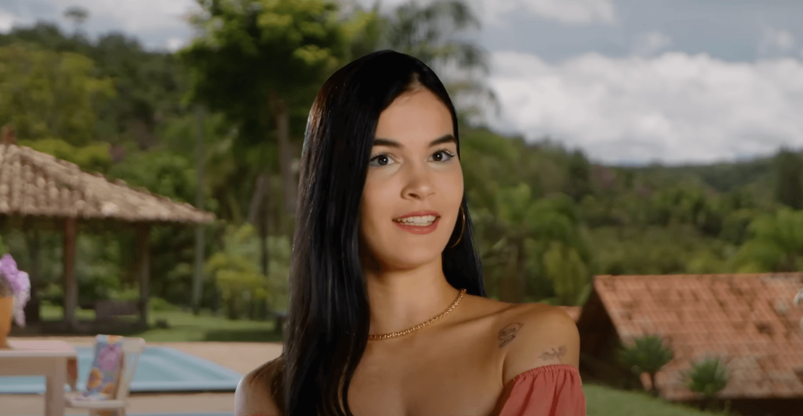 Ana from '90 Day Fiancé: Love in Paradise' Season 3 against a tropical background