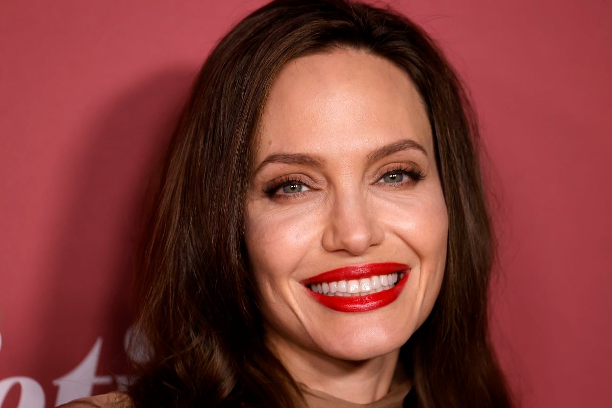 Angelina Jolie smiling at Variety's Power Of Women at Wallis Annenberg Center for the Performing Arts.