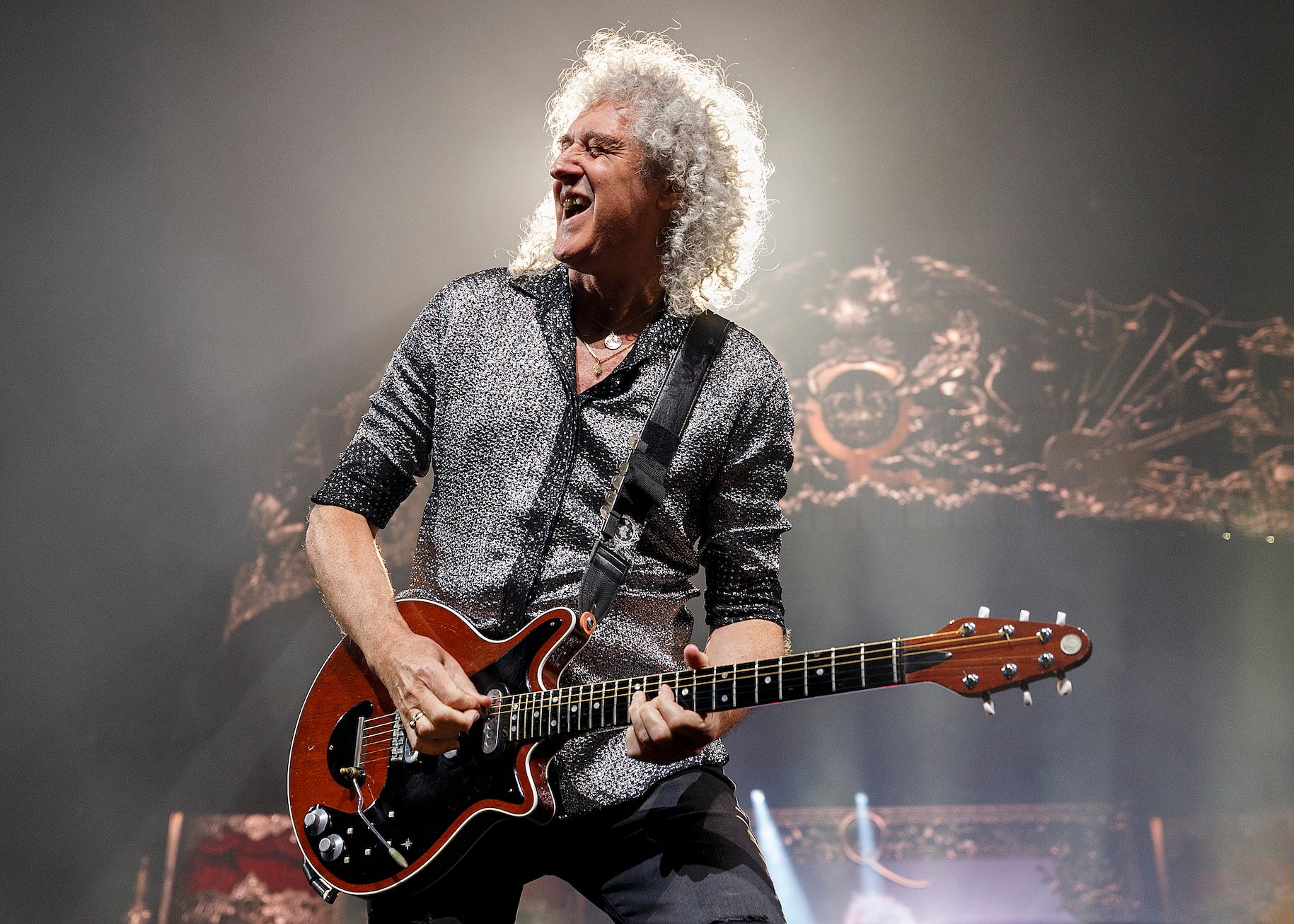 Brian May performs with Queen at Rogers Arena in Vancouver, Canada, in 2019
