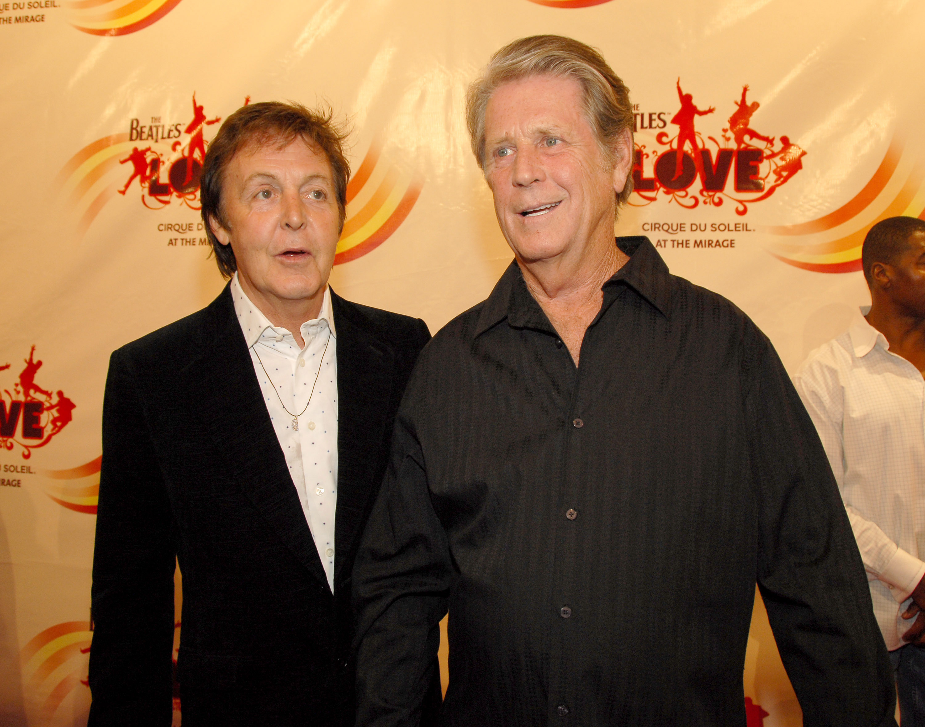 Paul McCartney of The Beatles and Brian Wilson of The Beach Boys at The Mirage Hotel and Casino in Las Vegas, Nevada