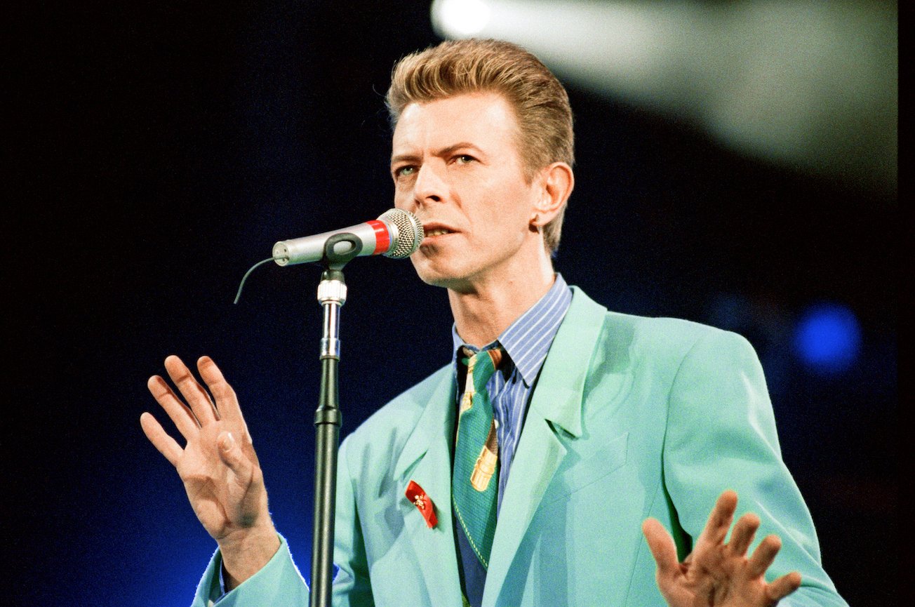 David Bowie performing at The Freddie Mercury Tribute Concert at Wembley Stadium in 1992