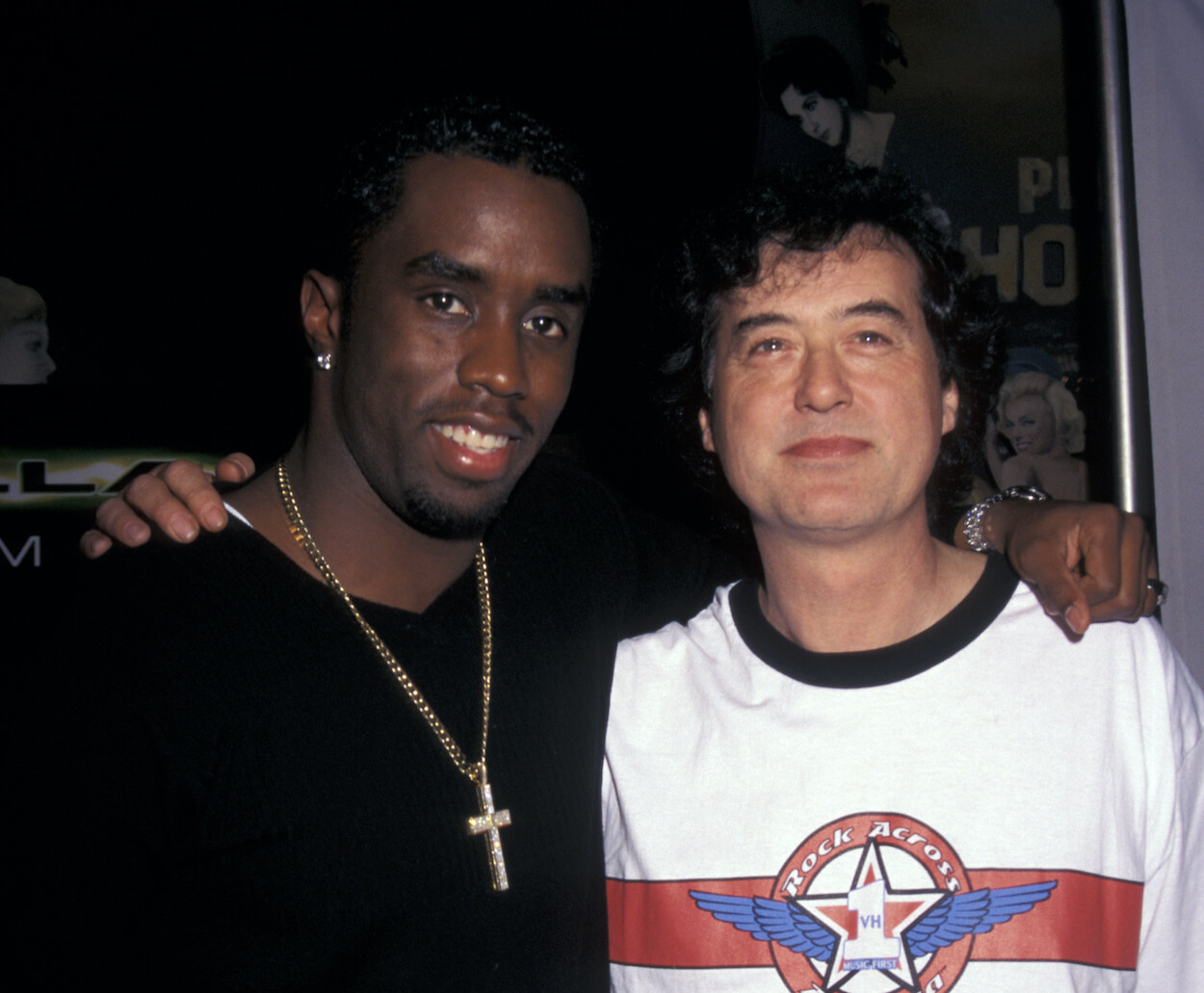Diddy (left) and Jimmy Page attend the 'Godzilla' premier at Madison Square Garden after contributing 'Come With Me' to the soundtrack.