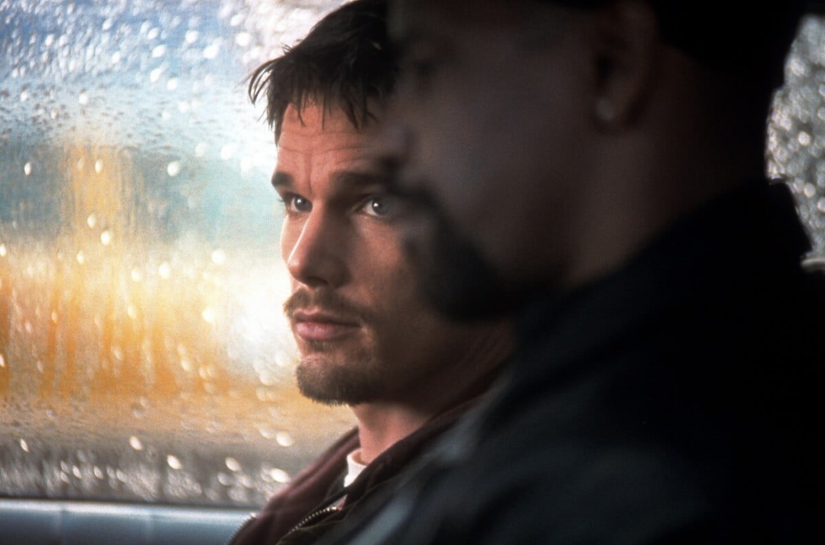 Ethan Hawke and Denzel Washington during a scene in the film 'Training Day'.