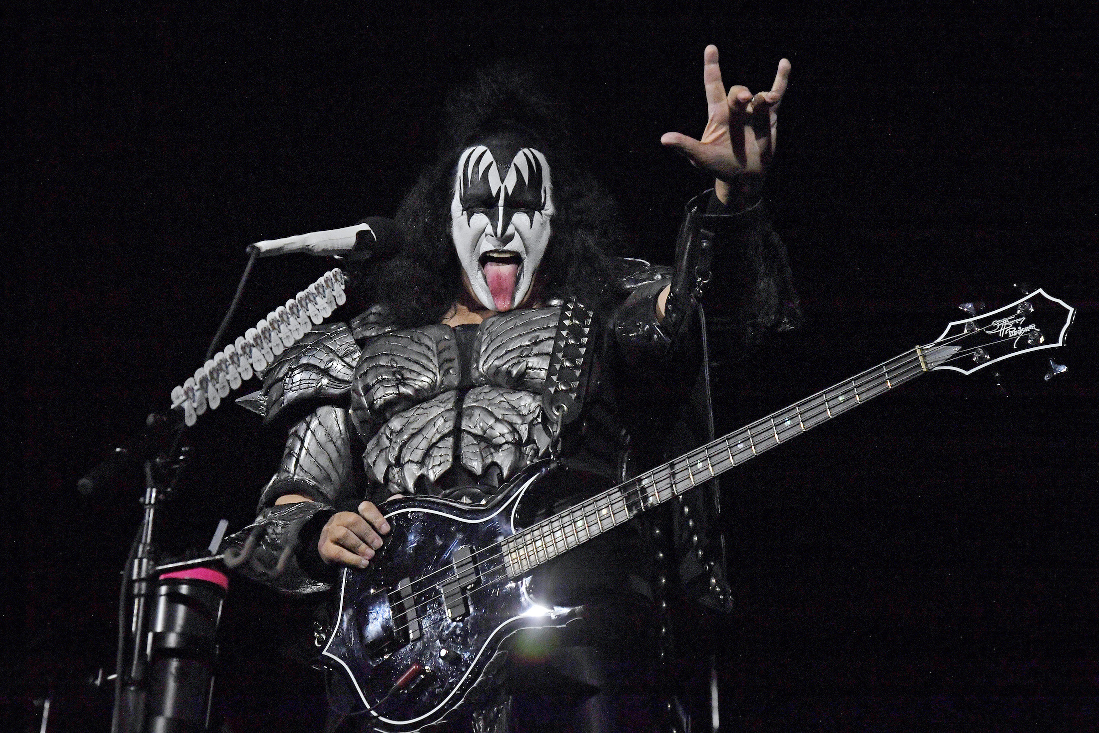 Gene Simmons performs with Kiss at the Tribeca film festival in New York City