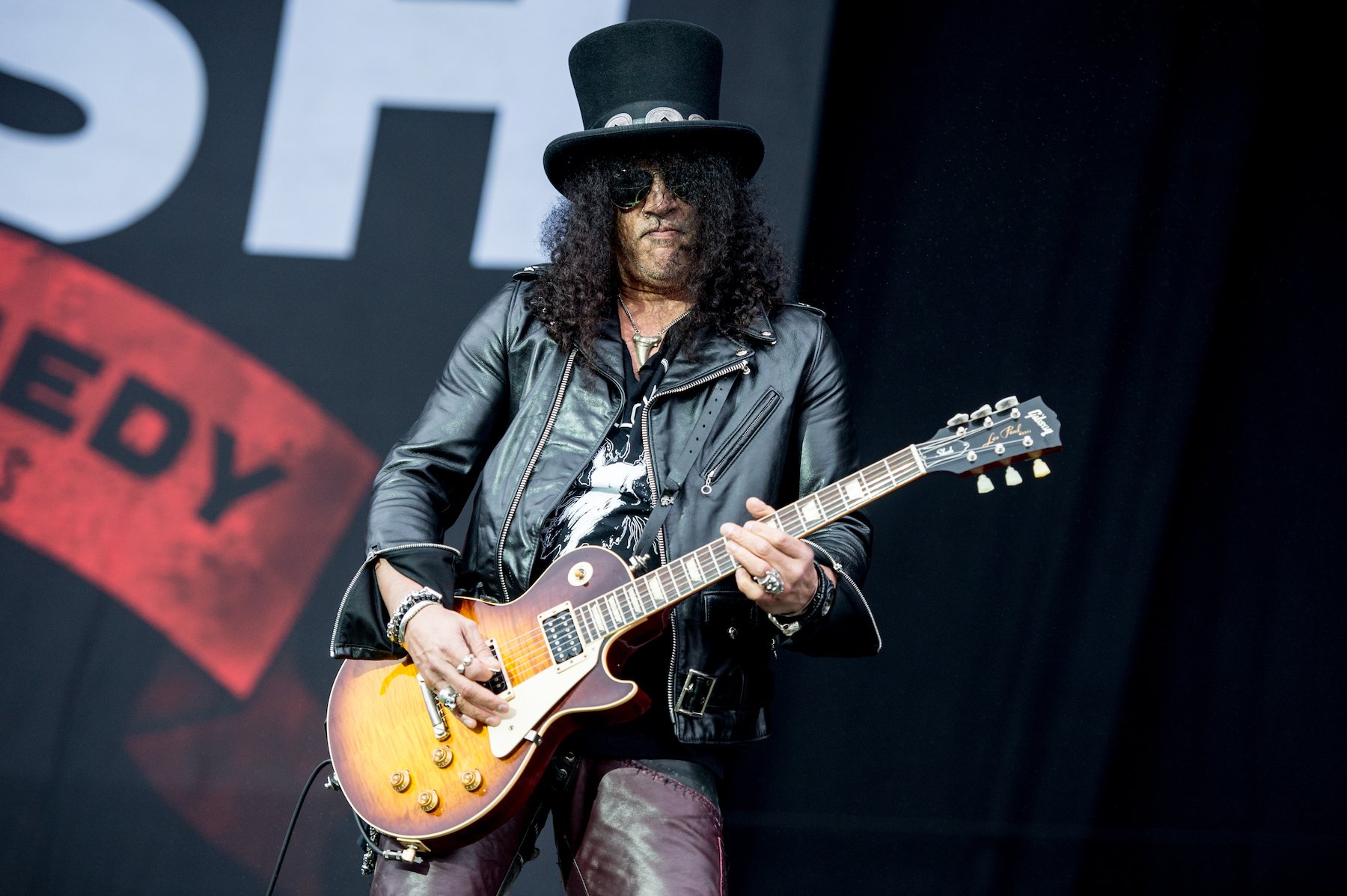 Slash of Guns N' Roses performs at Donnington Park in England in 2015