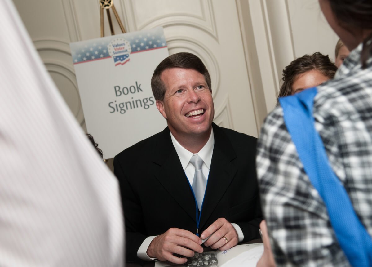 Jim Bob Duggar speaks with a guest during a book signing during the 5th Annual Values Voter Summit at the Omni Shoreham Hotel on September 17, 2010 in Washington, DC